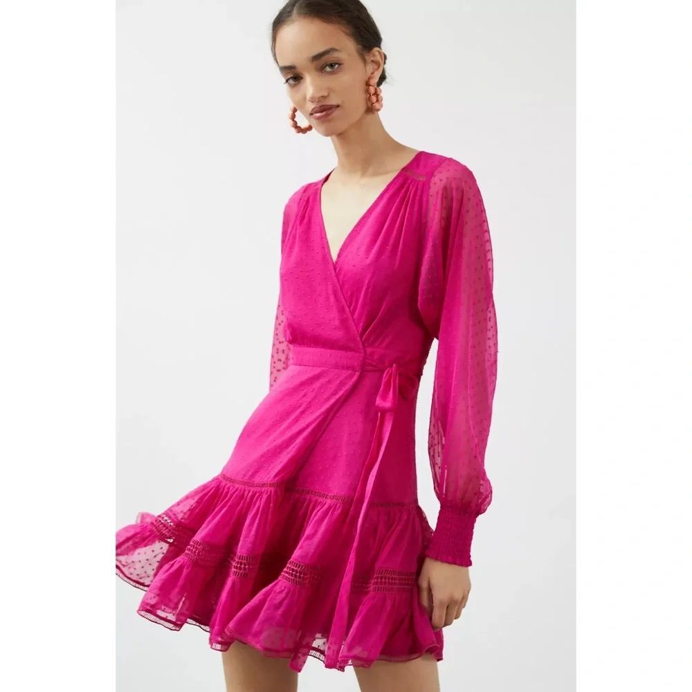 Anthropologie Lace Wrap Mini Dress